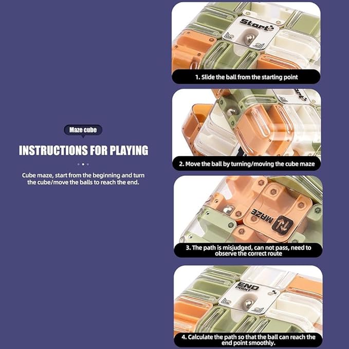 Large Labyrinth 3D Puzzle Maze Cube, 3D Puzzle Maze Games, Rubik Race Game, Engaging Brain Teaser Toy for Stress Relief & Logic Development, Educational Focus Game Gift for Adults Teens (1PC)