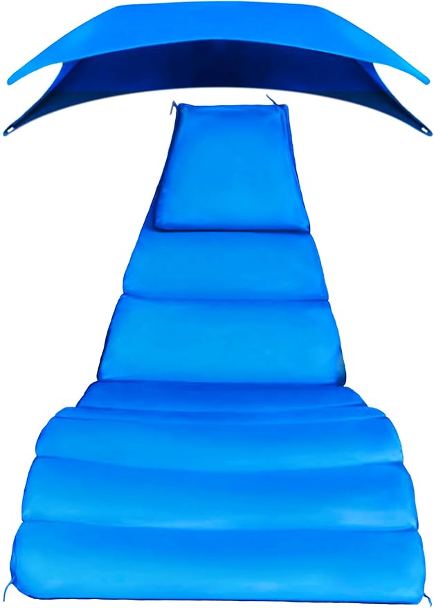 Weatherproof Replacement Cushion Pad and Umbrella for Hanging Lounge Chair Outdoor Chaise Hanging Hammock Chair - Long-Lasting, Fade-Resistant, Quick-Dry, Outdoor Lounge Replacement Set (Blue)