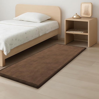 1.3" Thick Baby Play Mat for Floor, 28x72 Foam Tummy Time Mat, Padded Support Soft Plush Bedside Rugs for Infant Kids Toddler Crawling Kick Activity (Chocolate Brow)