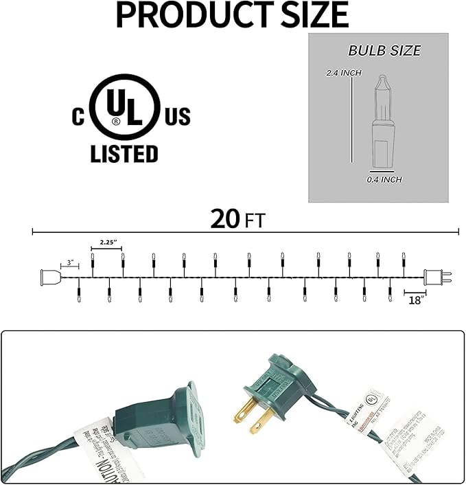 TW SHINE Green Christmas Lights, 20FT 100 Count Incandescent Halloween Lights, Waterproof St. Patrick's Day Decorations for Outdoor Indoor Xmas Tree Patio Home Party Garden Yard Decor