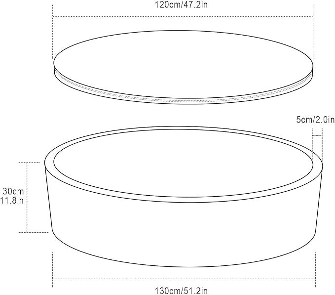 TRENDBOX Extra Large Soft Foam Ball Pit 51.2" x 11.8" (NO Balls) in Large Sponge Round Ball Pool Indoor Round Ball Pits Children Toddler Playpen - Light Gray