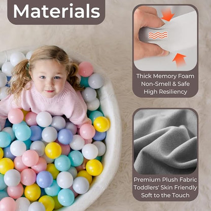 Wonder Space Deluxe Kids Round Ball Pit, Premium Handmade Kiddie Balls Pool, Soft Indoor Outdoor Nursery Baby Playpen, Ideal Gift Play Toy for Children Toddler Infant Boys and Girls (Light Pink)