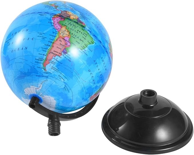 8 Inch World Globe with Stand Rotating Earth Spinning Globe for Kids Geography Classroom Education or Decorations (Blue)
