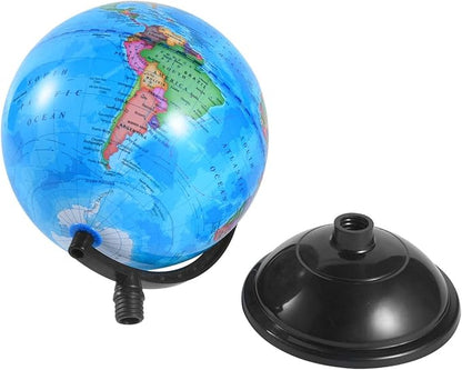 8 Inch World Globe with Stand Rotating Earth Spinning Globe for Kids Geography Classroom Education or Decorations (Blue)