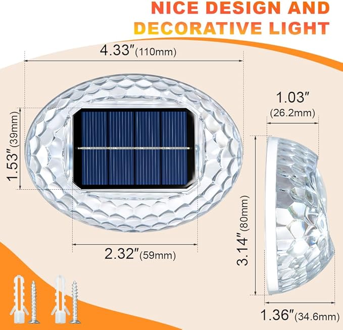 Atmosphere Solar Lights IPX4 Waterproof Wall Lights for Backyard, Railing, Step, Patio, Deck, Stair Railings (8 Pack)