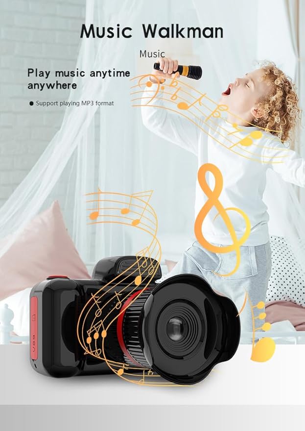 Kids Camera,Kids Digital Camera with Rotating Zoom Lens, Video Camcorder with Flash, 32GB SD,Digital Camera for Kids 3-8 Year Old (Pink, D31)