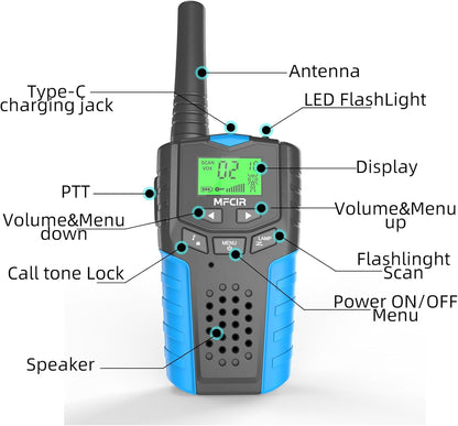 Walkie Talkies for Kids Rechargeable 2 Pack,3 Miles Long Range 22 Channels 2 Way Radio Mini Kid Wakey takey,Birthday, Toys for Age 3-12 Year Old Boys Girls