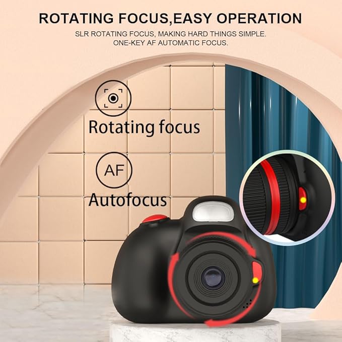 Kids Camera,Kids Digital Camera with Rotating Zoom Lens,1080P HD Digital for Kids with Flash,32GB SD,Christmas Birthday Gifts for Girls Boys 3-12 (Yellow, D6S)