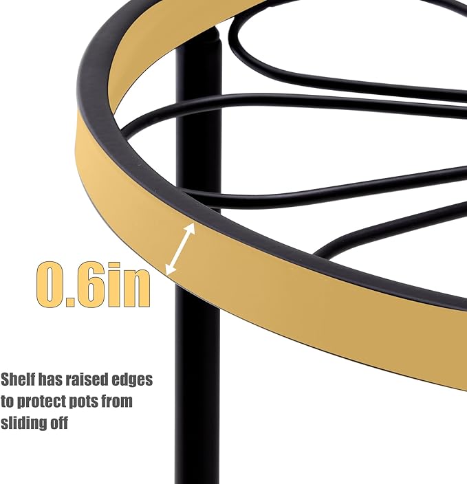 Plant Stand,5 Pack Heavy Duty Flower Pot Stands,Metal Decoration Racks,Round Plant Shelf for Planter Outdoor and indoor (Black)