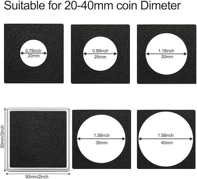 61pieces Coin Capsule Coin Snap Holder 2 x 2 Inch Half Dollar Coin Holder, Coin Cases for Collectors Coin Sleeves Collectors for Coin Collection Supplies
