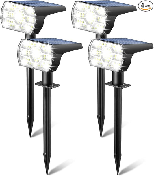 Kaxiida Solar Lights Outdoor Waterproof IP68, 3 Lighting Models Solar Powered Spot Lights Outdoor, 56LED Light Dusk to Dawn for Yard Patio Garden Pathway Landscape Lighting