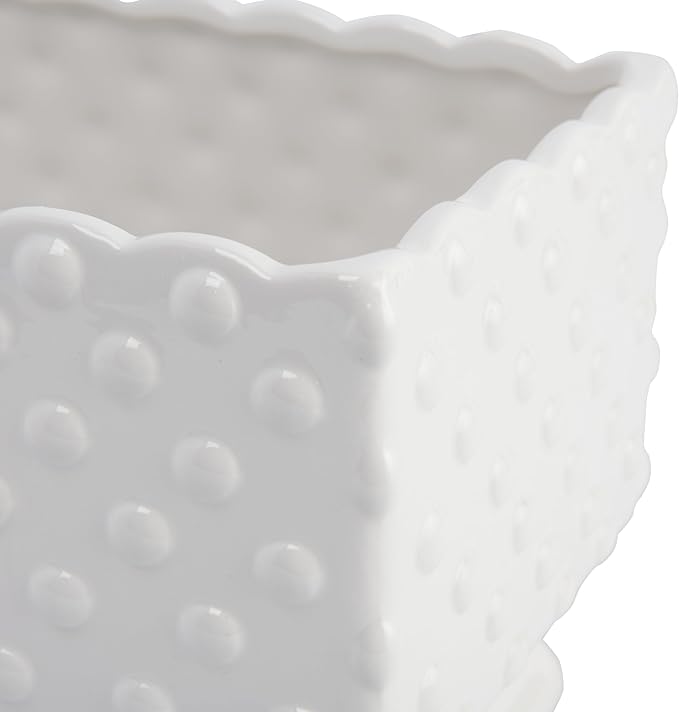 Creative Co-Op White Hobnail Rectangle Ceramic Planter