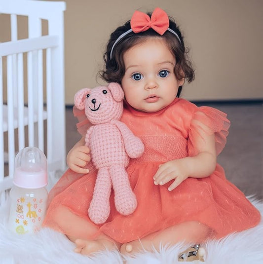 SCOM Lifelike Reborn Baby Dolls - 20 Inch Realistic-Newborn Baby Doll Girl Silicone Real Life Baby Dolls with Soft Weighted Body, Poseable Real Baby Reborn Gift Toy for 3+ Years Old Kids