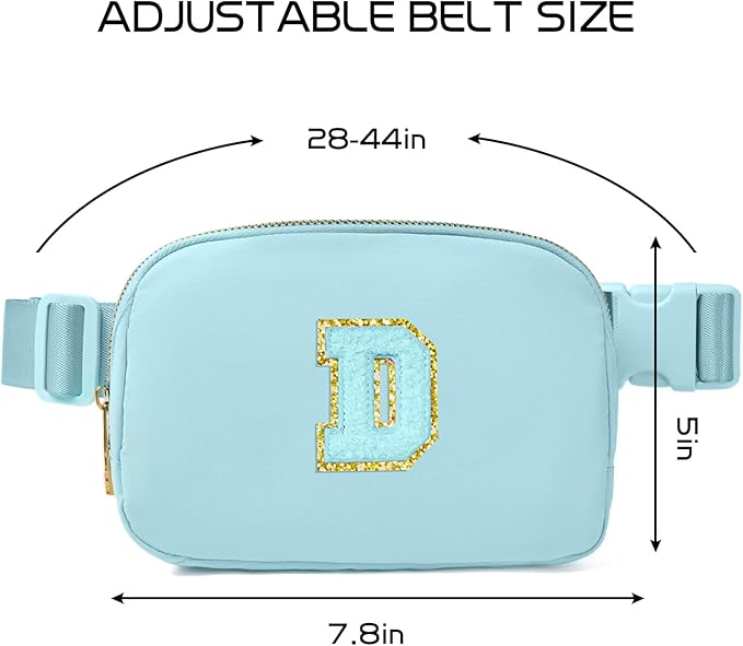 Gitus Gifts for 8 9 10 11 12 Year Old Girls Belt Bag Fanny Pack Crossbody Bags with Initial Letter Patch Cute Stuff Birthday Gifts for Teen Girls Women Personalized Trend Stuff (Icing Blue-D)