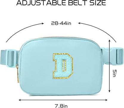 Gitus Gifts for 8 9 10 11 12 Year Old Girls Belt Bag Fanny Pack Crossbody Bags with Initial Letter Patch Cute Stuff Birthday Gifts for Teen Girls Women Personalized Trend Stuff (Icing Blue-D)