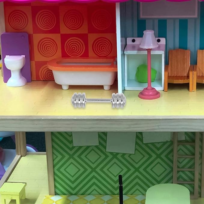 5PCS Miniature Dumbbells,1:12 Miniature Gym Equipment Dollhouse Tiny Dumbbell Toys for Doll House Decoration - 1.1Inch