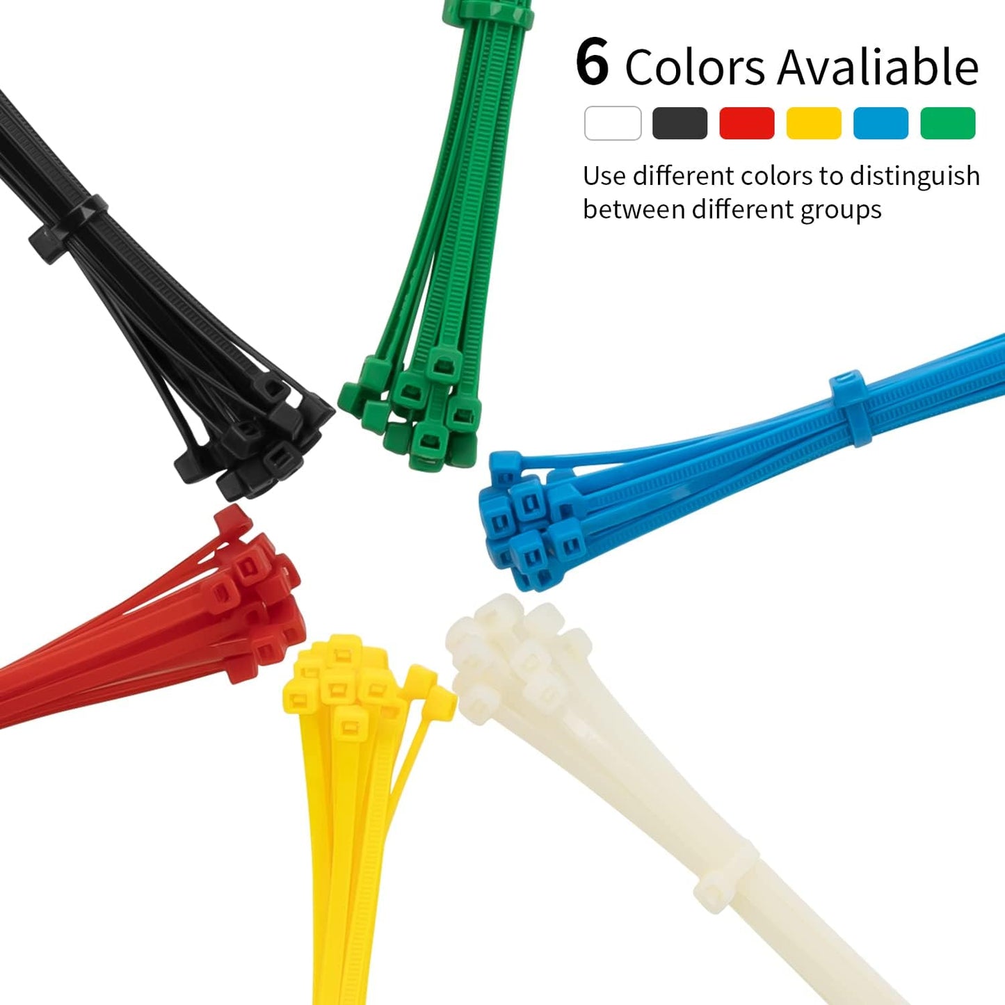 XINGO Cable Zip Ties (120 Pack), 40 Lbs Tensile Strength-Heavy Duty,Self-Locking Nylon Plastic Wire Ties in Assorted Sizes and Colors for indoor and outdoor(8 Inch, Colorful)