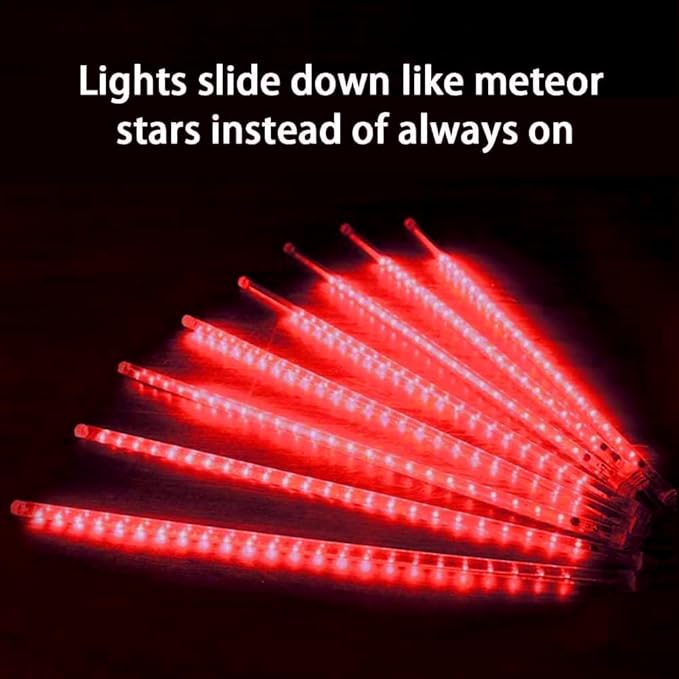 Meteor Shower Lights, Christmas Lights, 12 Inch 10 Tube 360 LED Rain Falling Icicle Cascading Lights for Xmas Tree Halloween Patio Garden Roof Eaves Decoration