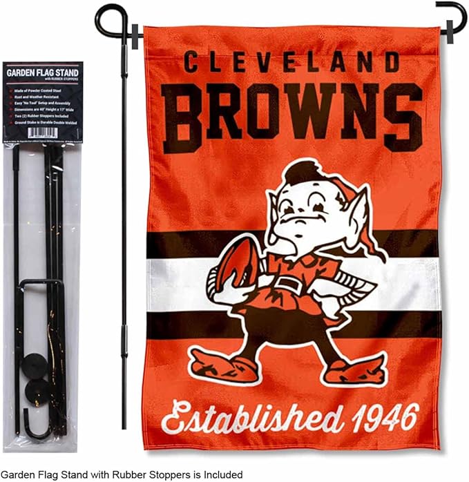 WinCraft Cleveland Browns Throwback Retro Vintage Garden Flag and Flagpole Mount