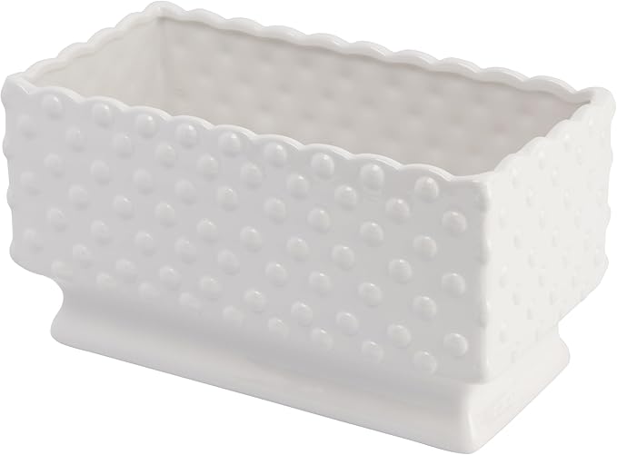 Creative Co-Op White Hobnail Rectangle Ceramic Planter