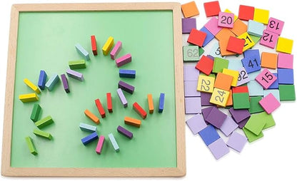Wooden Math Learning Board Toy, Montessori 1-100 Consecutive Numbers Wooden Hundred Digital Board, Educational Game for Kids with Storage Bag