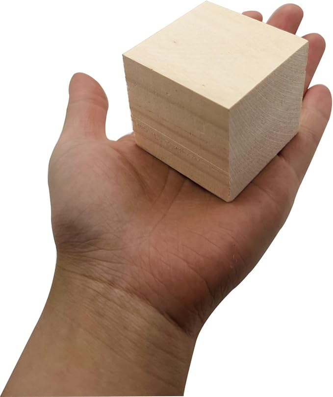 6 Pcs 2 Inch Wood Cubes, Unfinished Natural Wood Square Blocks for Arts and Crafts