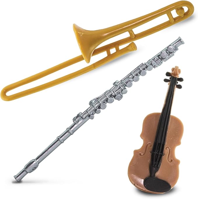 Safari Ltd Musical Instruments TOOB - Figurines: Trombone, Flute, Saxophone, Guitar, Violin, Horn, Trumpet, Clarinet - Educational Toys for Boys, Girls & Kids Ages 3+