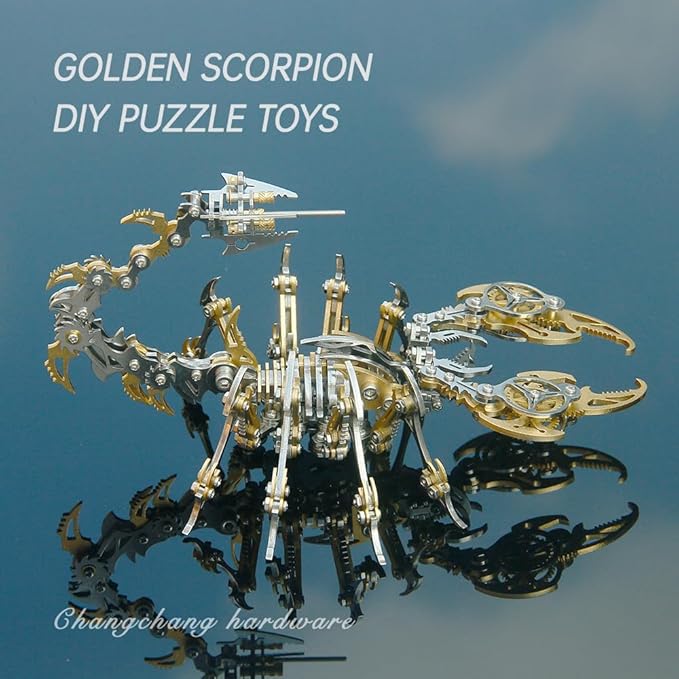 Scorpion 3D Metal Model Kits to Build DIY Colorful 3D Puzzle Ornaments for Adults,Teens Birthday Christmas (Yellow Metal)