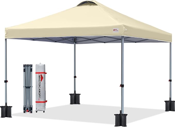 MASTERCANOPY Durable Pop-up Canopy Tent with Roller Bag (8x8, Beige)