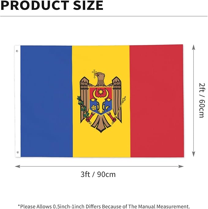 Moldova Moldavian Flag Garden Yard House 2x3 ft Flags Double Sided Print Banner Indoor Outdoor Party Home Decorations for Boat Dorm House Balcony
