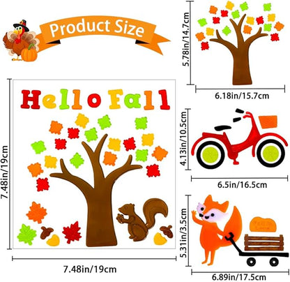 XIMISHOP 6sheet Fall Gel Window Clings, Maple Leaf Harvest Pumpkin Fox Thanksgiving Gel Window Stickers Decoration Decals for Halloween Window Decor
