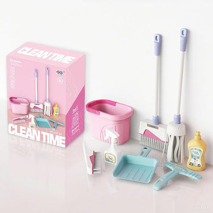 Kids Cleaning Toy Set - Pretend Play Cleaning Tools with Mop, Broom, Bucket & Spray Bottle - STEM House Role Play Toys for Girls & Boys 3-5 Years