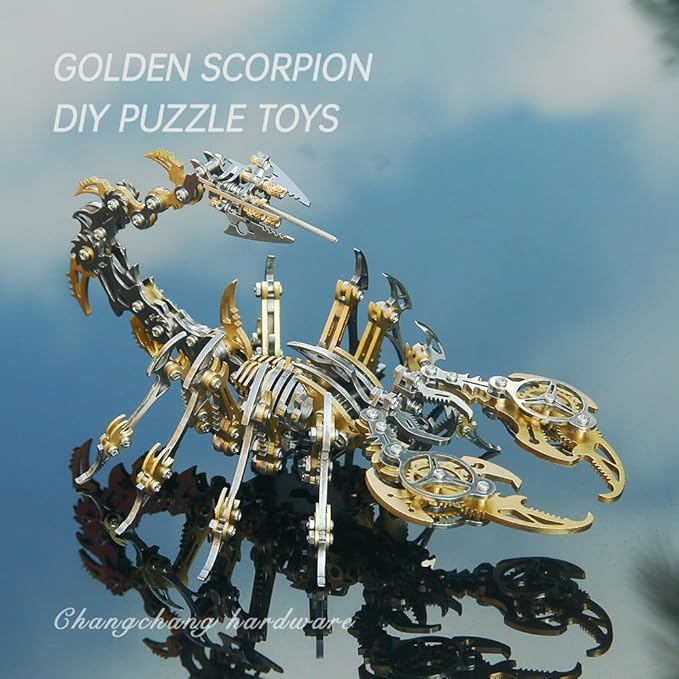 Scorpion 3D Metal Model Kits to Build DIY Colorful 3D Puzzle Ornaments for Adults,Teens Birthday Christmas (Yellow Metal)