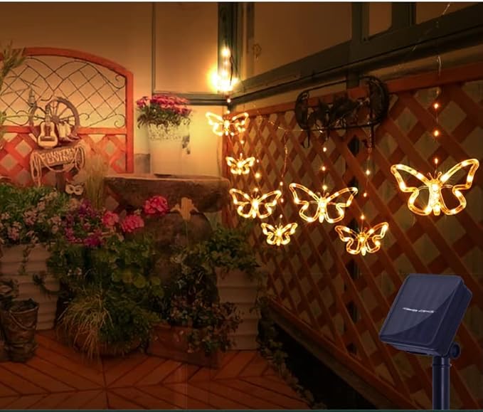Solar USB String Butterfly Lights Indoor Outdoor 10 LED Fairy Light Decorations for Garden Fence Patio Yard Christmas Tree, Lawn, Patio, Party Decoration (Solar Light)