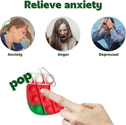 60Pcs Christmas Mini Pop Keychain Fidget Toys, Mini Pop Bubble Christmas Fidget Toy, Silicone Mini Pop Toys Bulk for Kids Anxiety Stress Reliever for Adults