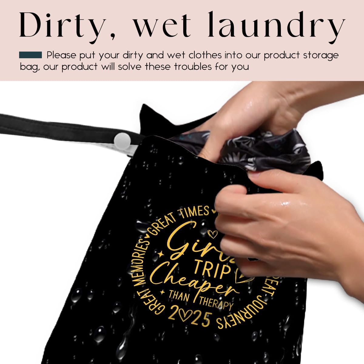 Girls Trip Gifts Wet Dry Bag, Beach Bag Wet Bag Favors, for Swimsuit Toiletry Travel Essentials For Women Aloha Bags, Beach Travel Gym Laundry bags for Dirty Diaper Swimsuit Gifts (Black)