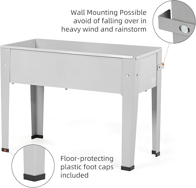 Raised Garden Bed, Garden Raised Planter Box with Legs, Galvanized Garden Planter for Herbs and Vegetables (24" Grey)