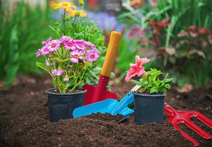 IELEK Gardening Tools Trowel, Rake, Shovel, Spoon, Fork for Gardening Tools Best Outdoor Easter Gift