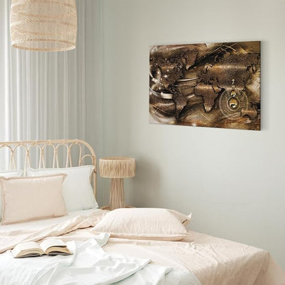 artgeist Canvas Wall Art Print World Map 35x24 in - 1pcs Home Decor Framed Stretched Picture Photo Painting Artwork Modern Art Image - Country Map Kontinente Abstract k-A-0512-b-a