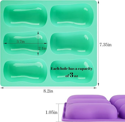 Sakolla 2 Pack 6 Cavity DIY Silicone Soap Molds Classical Handmade Silicone Molds for Bath Bombs, Craft Soap Making Supplies