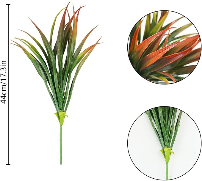 32Pcs Artificial Grass Fake Plants 17.3in Outdoor Plastic Plants UV Resistant Greenery Fake Grass for Home Window Garden Office Patio Hanging Planter Pathway Front Porch Décor Red