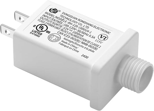 Replacement Yard Inflatable Adapter Power Supply Adaptor - 12V 1.0A 1Pcs - Inflatable Plug Replacement Class 2 Power Supply - White - for Christmas Tree Light/Thanksgiving Yard Blow Up Decorations