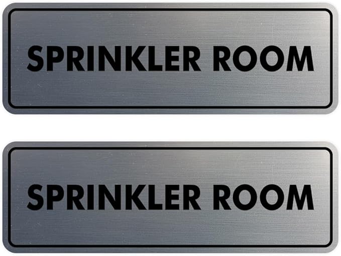 Signs ByLITA Standard Sprinkler Room Sign (Brushed Silver) - Medium 2 Pack