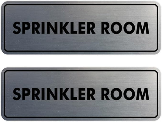 Signs ByLITA Standard Sprinkler Room Sign (Brushed Silver) - Small 2 Pack