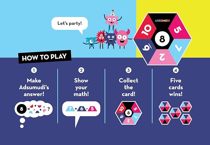 Adsumudi Fun Ones: The Fast-Paced Math Game for Kids, Families & Classrooms – Fun Mental Math Card Game for Ages 6+ – Play Solo or Together, Multiple Difficulty Levels, Made in USA