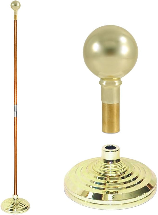 Super Tough Indoor Flag Pole kit 8ft - Parade Ball - Gold Texture Base - Aluminum Flagpole with Brass Finish - Heavy Duty Inside House Flagstaff - Interior Shaft and Stand - No Ensign Included