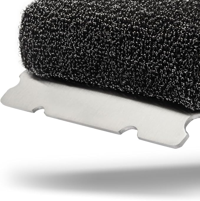 BBQ-AID Bristle Free Grill Brush and Scraper for Barbecue - Extended Large Wooden Handle With Replaceable Head - No Scratch BBQ Cleaning Accessories for Outdoor Grills