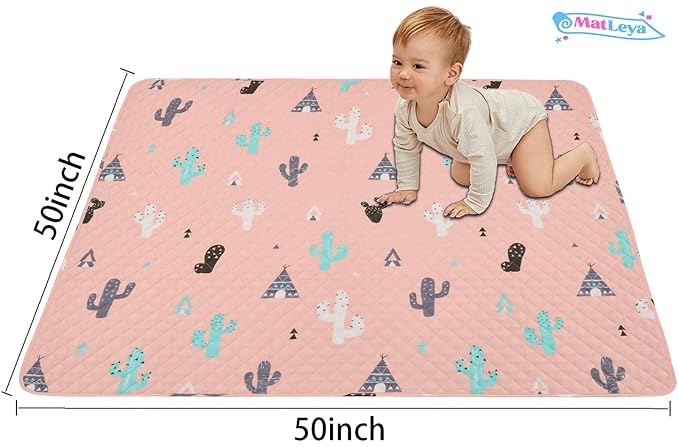 50x50 Play Mat for Playpen Foldable Baby Play Mat Large Tummy Time Mat, Non Slip Washable Baby Play Mats for Floor, Portable Travel Baby Crawling Mats for Toddlers and Infants
