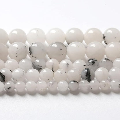 6MM 60PCS Natural Stone Ink Spots Jade Loose Beads for Jewelry Making DIY Bracelet Necklace