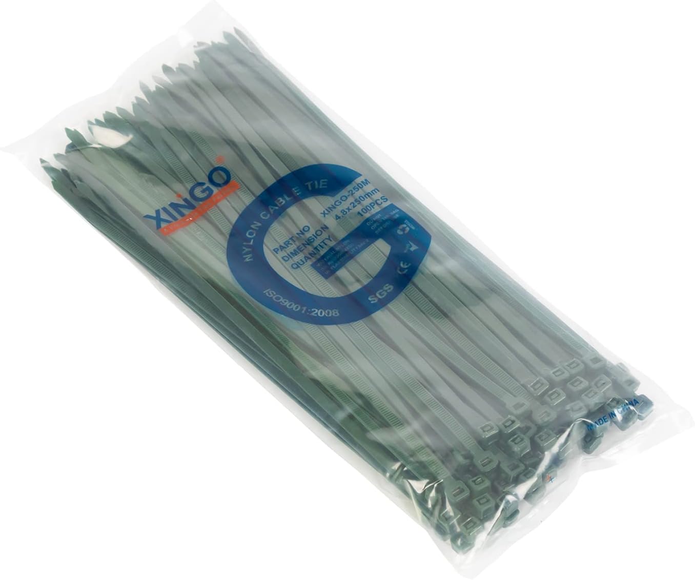 XINGO 100PCS Cable Zip Ties Heavy Duty, Premium Nylon Plastic Wire Ties with 50 Pounds Tensile Strength, Self-Locking Black Nylon Zip Ties for Indoor and Outdoor (10 inch, Dark Green)